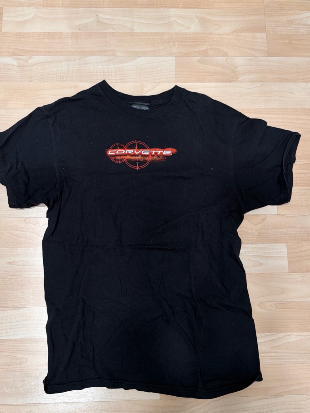 Gildan Black Short Sleeve Tee with Red Corvette Logo